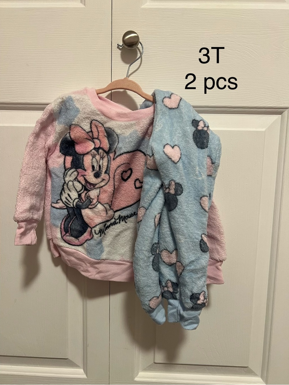 Disney Pink and Light Blue Minnie Mouse Fleece Set - 3T
